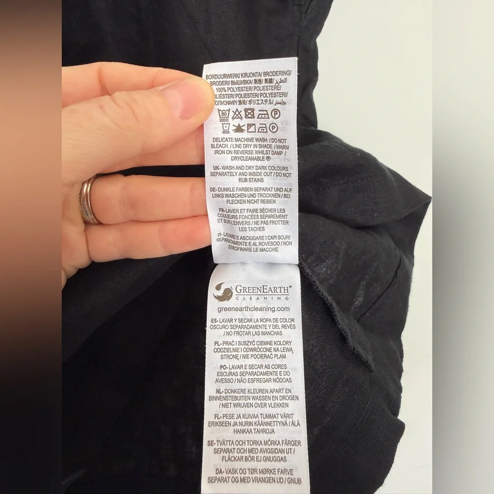 NWOT Boden Fleur Black Linen Embroidered Blouse - Picture 10 of 11